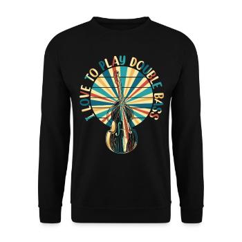 Contrabass Double Bass Player - I Love To Play Dou - Unisex Pullover - Schwarz - Vorne - Alina (178cm) & Michal (187cm)