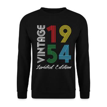 Vintage 1954 Vintage Birthday Retro Vintage - Unisex Sweatshirt - black - Front - Alina (178cm) & Michal (187cm)