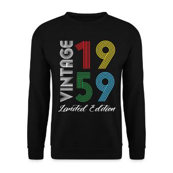 Vintage 1959 Vintage Geburtstag Retro Vintage - Unisex Pullover - Schwarz - Vorne - Alina (178cm) & Michal (187cm)