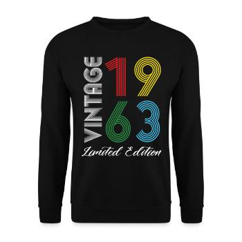 Vintage 1963 Vintage Geburtstag Retro Vintage - Unisex Pullover - Schwarz - Vorne - Alina (178cm) & Michal (187cm)