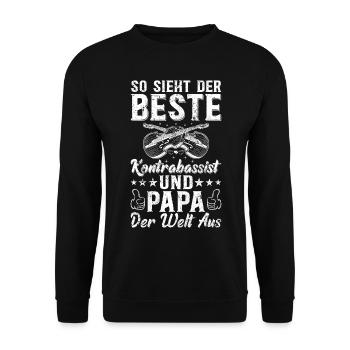 Double Bass Player Daddy Double Bassist Dad - Unisex Pullover - Schwarz - Vorne - Alina (178cm) & Michal (187cm)