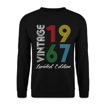 Vintage 1967 Vintage Geburtstag Retro Vintage - Unisex Pullover - Schwarz - Vorne - Alina (178cm) & Michal (187cm)