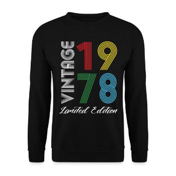 Vintage 1978 Vintage Geburtstag Retro Vintage - Unisex Pullover - Schwarz - Vorne - Alina (178cm) & Michal (187cm)