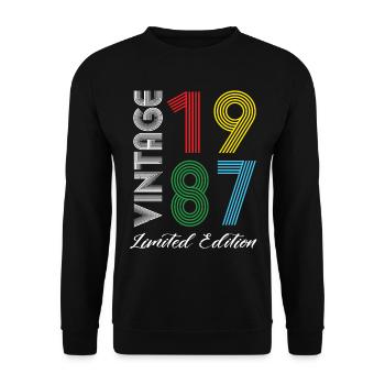 Vintage 1987 Vintage Geburtstag Retro Vintage - Unisex Pullover - Schwarz - Vorne - Alina (178cm) & Michal (187cm)