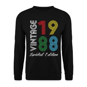 Vintage 1988 Vintage Geburtstag Retro Vintage - Unisex Pullover - Schwarz - Vorne - Alina (178cm) & Michal (187cm)