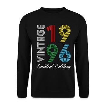 Vintage 1996 Vintage Geburtstag Retro Vintage - Unisex Pullover - Schwarz - Vorne - Alina (178cm) & Michal (187cm)