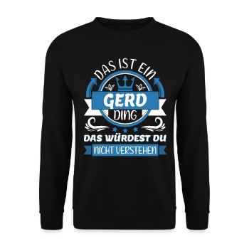 Gerd Name Vorname Namenstag Namensgeschenk - Unisex Pullover - Schwarz - Vorne - Alina (178cm) & Michal (187cm)