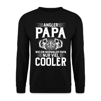 Angler Papa,wie ein normaler Papa, nur cooler - Unisex Pullover - Schwarz - Vorne - Alina (178cm) & Michal (187cm)