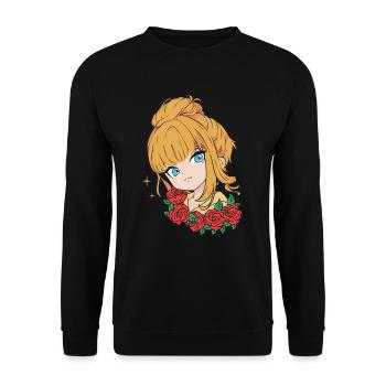 Anime Stylish Cute Girl Retro Kawaii - Sweat-shirt Unisexe - noir - Devant - Alina (178cm) & Michal (187cm)