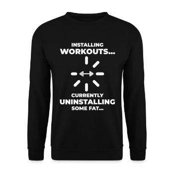 Installieren Workout Gym Lover Übung - Unisex Pullover - Schwarz - Vorne - Alina (178cm) & Michal (187cm)
