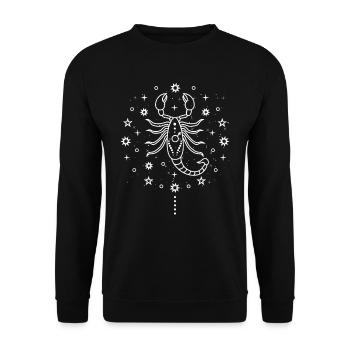 Skorpion Sternzeichen Astrologie Horoskop - Unisex Pullover - Schwarz - Vorne - Alina (178cm) & Michal (187cm)