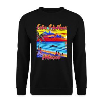 Isla Holbox Mexico - Unisex Pullover - Schwarz - Vorne - Alina (178cm) & Michal (187cm)