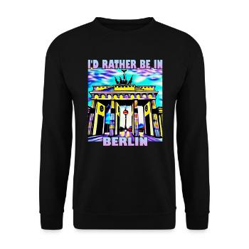 I'd rather be in Berlin - Unisex Sweatshirt - black - Front - Alina (178cm) & Michal (187cm)