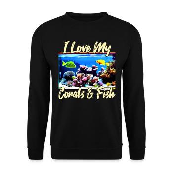 Salzwasseraquarium Korallen Fische - Unisex Pullover - Schwarz - Vorne - Alina (178cm) & Michal (187cm)