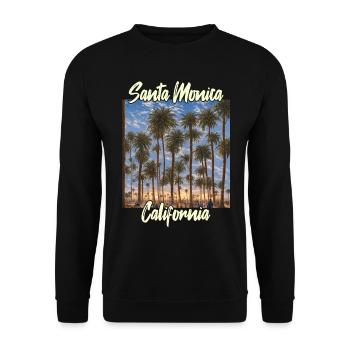 Santa Monica California - Unisex Pullover - Schwarz - Vorne - Alina (178cm) & Michal (187cm)