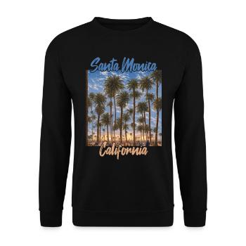Santa Monica California - Unisex Pullover - Schwarz - Vorne - Alina (178cm) & Michal (187cm)