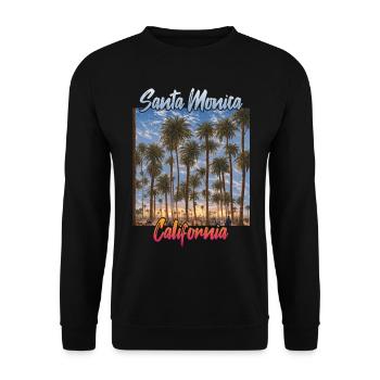 Santa Monica California - Unisex Pullover - Schwarz - Vorne - Alina (178cm) & Michal (187cm)