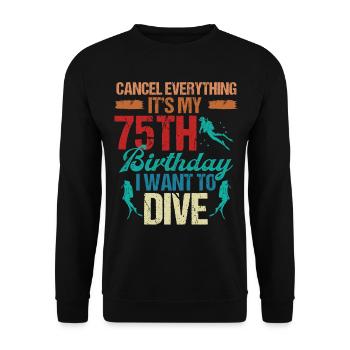 75 ans Scuba Diver Birthday Idea Snorkeling - Sweat-shirt Unisexe - noir - Devant - Alina (178cm) & Michal (187cm)
