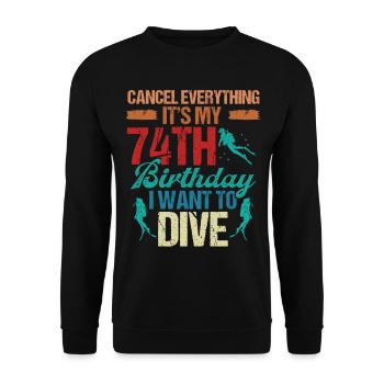 74 Year Old Scuba Diver Birthday Idea Snorkeling - Unisex Pullover - Schwarz - Vorne - Alina (178cm) & Michal (187cm)