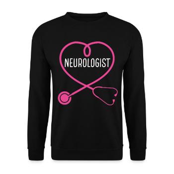 Neurologist Stethoscope Appreciation Heart - Unisex Pullover - Schwarz - Vorne - Alina (178cm) & Michal (187cm)