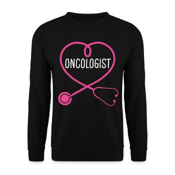 Oncologist Stethoscope Appreciation Heart - Unisex Sweatshirt - black - Front - Alina (178cm) & Michal (187cm)
