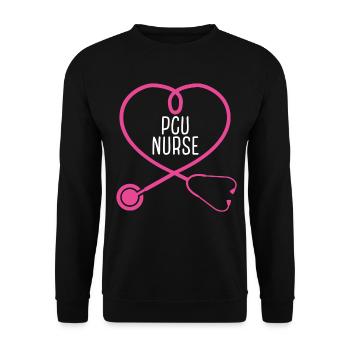 PCU Nurse Stethoscope Appreciation Heart - Unisex Pullover - Schwarz - Vorne - Alina (178cm) & Michal (187cm)