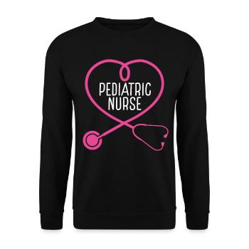 Pediatric Nurse Stethoscope Appreciation Heart - Unisex Pullover - Schwarz - Vorne - Alina (178cm) & Michal (187cm)