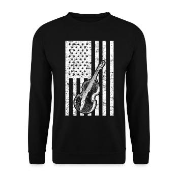 Double Bass Instrument US Flag Double Bass - Unisex Pullover - Schwarz - Vorne - Alina (178cm) & Michal (187cm)