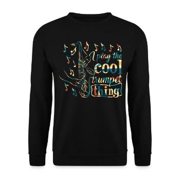Je joue de la trompette cool Musique de saxophone amour - Sweat-shirt Unisexe - noir - Devant - Alina (178cm) & Michal (187cm)