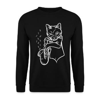 Chat Saxophone Saxophoniste Amateur de musique Chat Jouer - Sweat-shirt Unisexe - noir - Devant - Alina (178cm) & Michal (187cm)