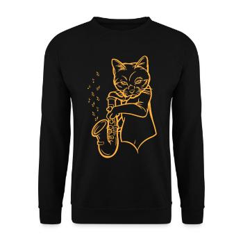 Cat Saxophone Cat Lover Music Notes And Saxophone - Unisex Pullover - Schwarz - Vorne - Alina (178cm) & Michal (187cm)