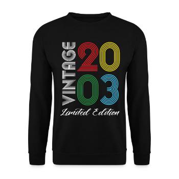 Vintage 2003 Vintage Geburtstag Retro Vintage - Unisex Pullover - Schwarz - Vorne - Alina (178cm) & Michal (187cm)