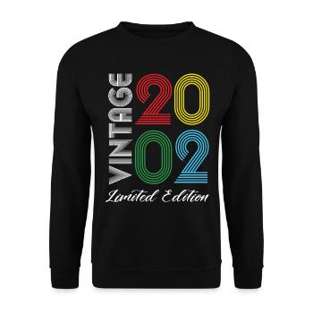 Vintage 2002 Vintage Geburtstag Retro Vintage - Unisex Pullover - Schwarz - Vorne - Alina (178cm) & Michal (187cm)