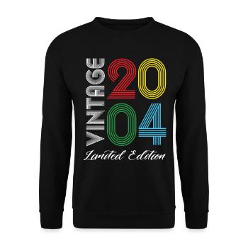 Vintage 2004 Vintage Geburtstag Retro Vintage - Unisex Pullover - Schwarz - Vorne - Alina (178cm) & Michal (187cm)