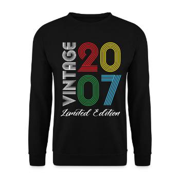 Millésime 2007 Vintage Anniversaire Rétro Vintage - Sweat-shirt Unisexe - noir - Devant - Alina (178cm) & Michal (187cm)