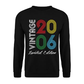 Millésime 2006 Vintage Anniversaire Rétro Vintage - Sweat-shirt Unisexe - noir - Devant - Alina (178cm) & Michal (187cm)