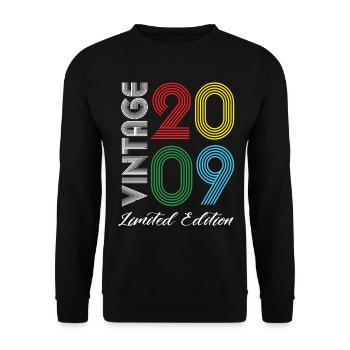 Millésime 2009 Vintage Anniversaire Rétro Vintage - Sweat-shirt Unisexe - noir - Devant - Alina (178cm) & Michal (187cm)