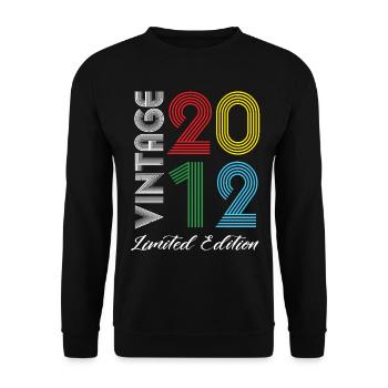 Vintage 2012 Vintage Birthday Retro Vintage - Unisex Sweatshirt - black - Front - Alina (178cm) & Michal (187cm)