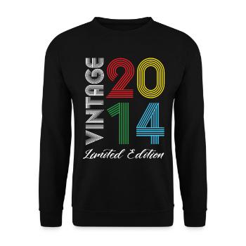 Vintage 2014 Vintage Geburtstag Retro Vintage - Unisex Pullover - Schwarz - Vorne - Alina (178cm) & Michal (187cm)