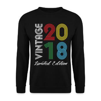 Vintage 2018 Vintage Birthday Retro Vintage - Unisex Sweatshirt - black - Front - Alina (178cm) & Michal (187cm)