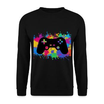Gamer Gaming Controller Bunt rainbow Game Geschenk - Unisex Pullover - Schwarz - Vorne - Alina (178cm) & Michal (187cm)
