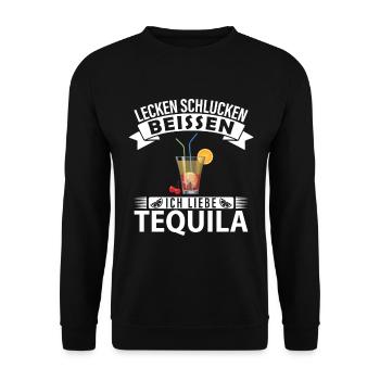 Lecken Schlucken Beissen Ich Liebe Tequila - Unisex Pullover - Schwarz - Vorne - Alina (178cm) & Michal (187cm)