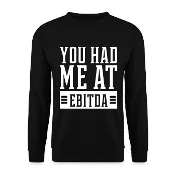 You Had Me at EBITDA - Accountant Funny Gift - Unisex Sweatshirt - black - Front - Alina (178cm) & Michal (187cm)