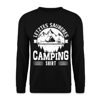 letztes sauberes Camping Shirt - Unisex Pullover - Schwarz - Vorne - Alina (178cm) & Michal (187cm)