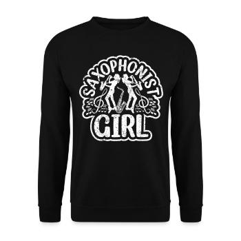 Saxophonist Girl Saxophonist Playing Saxophone Mus - Unisex Sweatshirt - black - Front - Alina (178cm) & Michal (187cm)