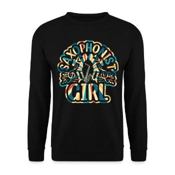 Saxophonist Girl Saxophone Music Lover Saxophonist - Unisex Sweatshirt - black - Front - Alina (178cm) & Michal (187cm)