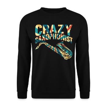 Saxophoniste fou Saxophoniste Musicien Saxophone Instrument Saxo - Sweat-shirt Unisexe - noir - Devant - Alina (178cm) & Michal (187cm)