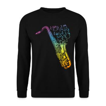 Saxophone avec chat Saxophone instrument, musique non - Sweat-shirt Unisexe - noir - Devant - Alina (178cm) & Michal (187cm)