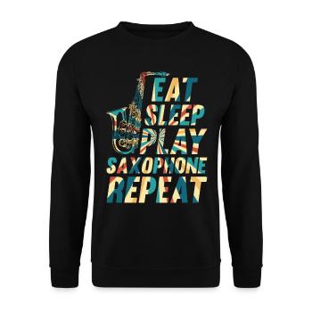 Eat Sleep Play Saxophone Répéter Saxophone Instrume - Sweat-shirt Unisexe - noir - Devant - Alina (178cm) & Michal (187cm)