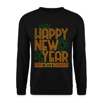 New Year 2023 New Year's Eve Happy New Year - Unisex Sweatshirt - black - Front - Alina (178cm) & Michal (187cm)